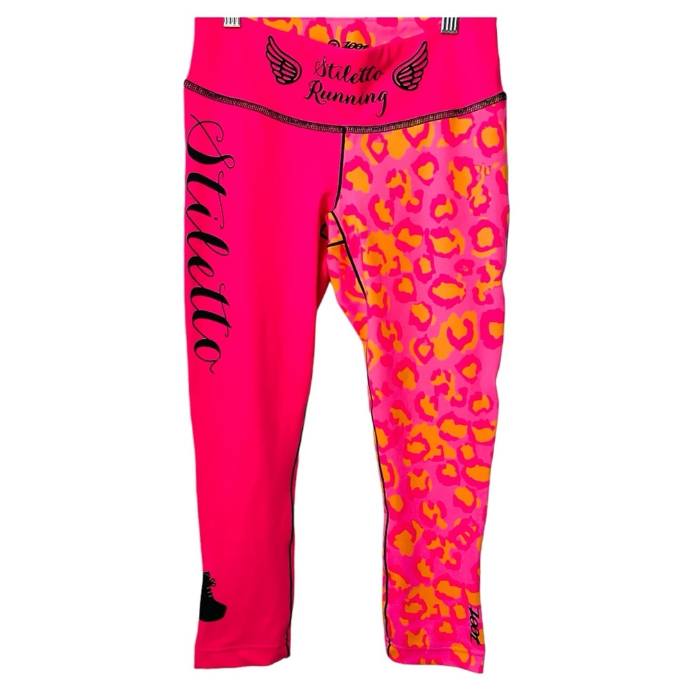 Zoot Capri hot pink and yellow leggings, size small